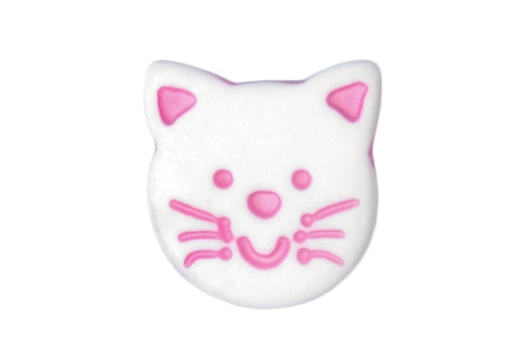 Pink & White Cat Button 14mm (2B\2244)