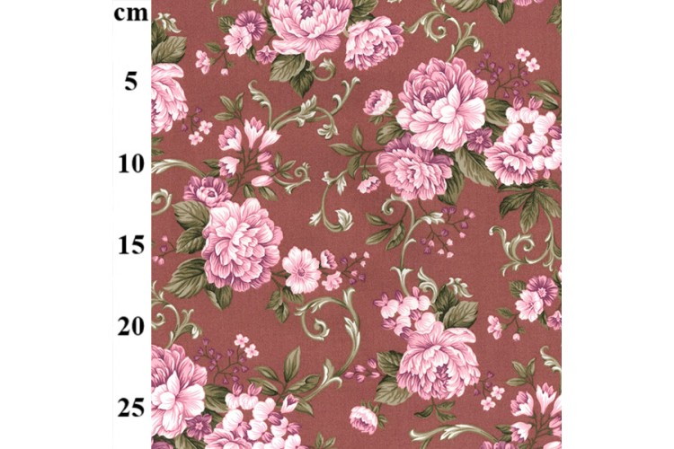 Pink Blooms on Rose Cotton Poplin