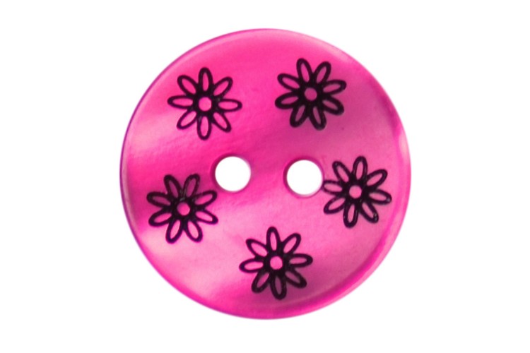 Pink Flower Buttons 15mm 2B/1942