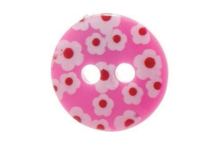 Pink Flower Printed Buttons 12mm G439820\7