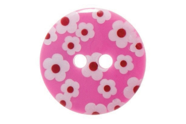 Pink Flower Printed Buttons 18mm G439828\7