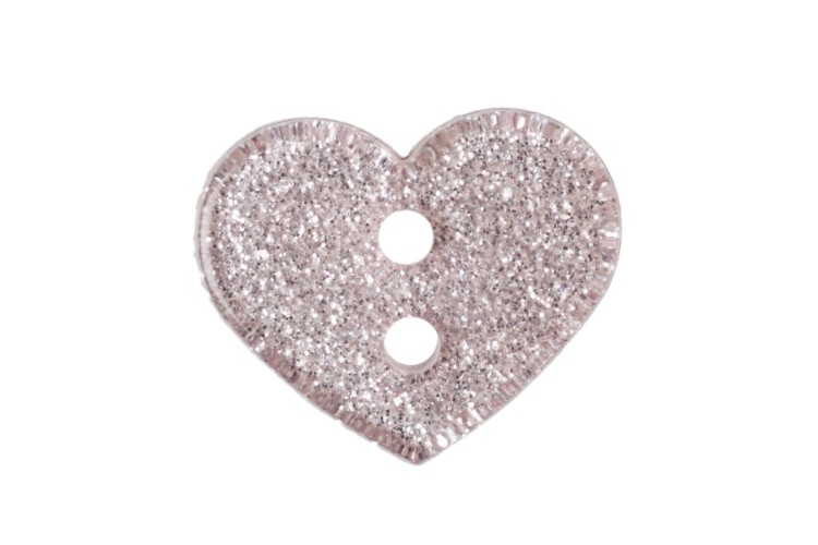 Pink Glitter Heart Button 13mm