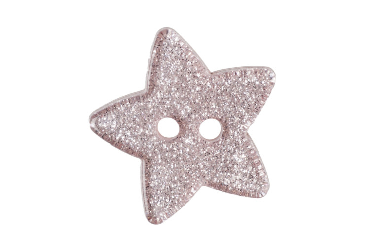 Pink Glitter Star Button 18mm