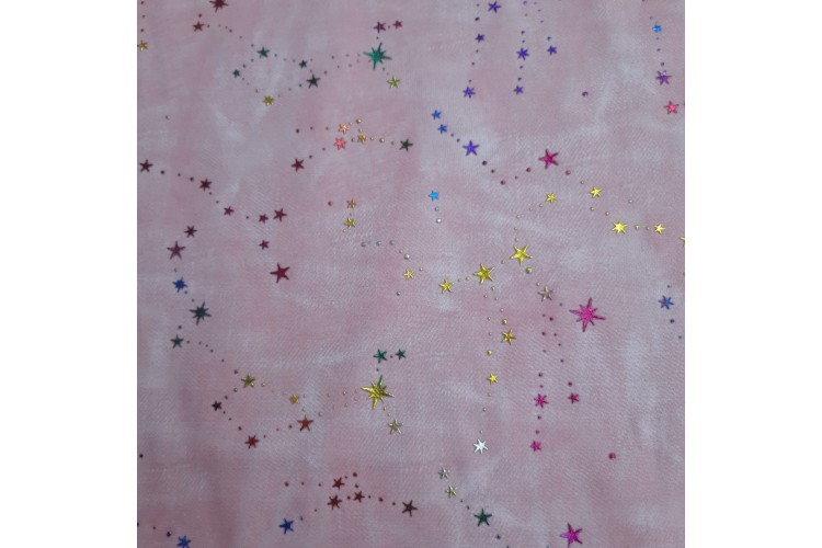 Pink Stars Printed Denim