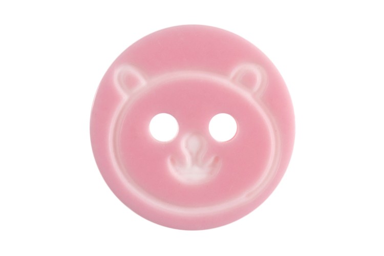 Pink Teddy Bear Face Button 13mm