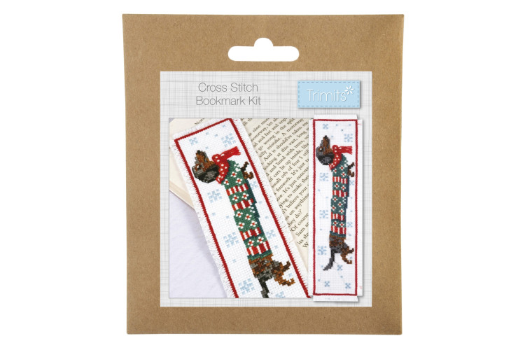 Printed Cross Stitch Kit, Bookmark, Sausage Dog