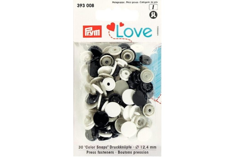 Prym Love Press Fasteners Assorted Grey/Black (393 008)