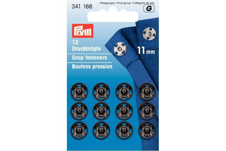 Prym Snap Fasteners 11mm Black (341 166)