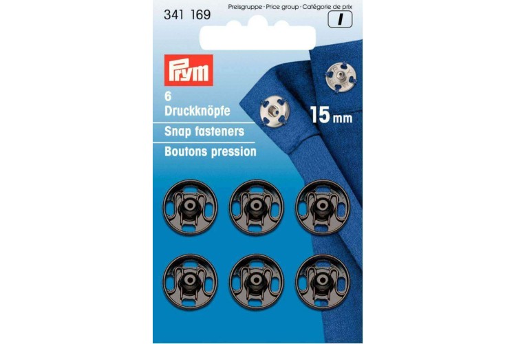 Prym Snap Fasteners 15mm Black (341 169)