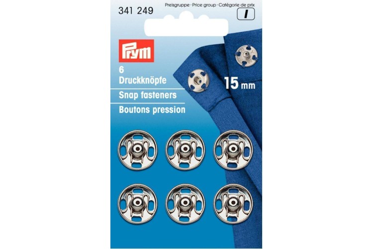 Prym Snap Fasteners 15mm Silver (341 249)