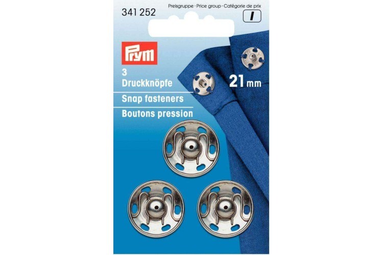 Prym Snap Fasteners 21mm Silver (341 252)