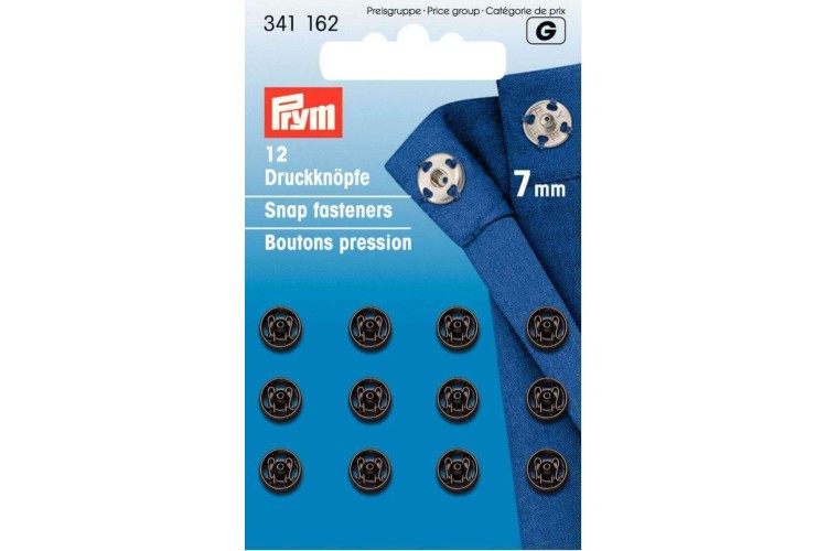 Prym Snap Fasteners 7mm Black (341 162)