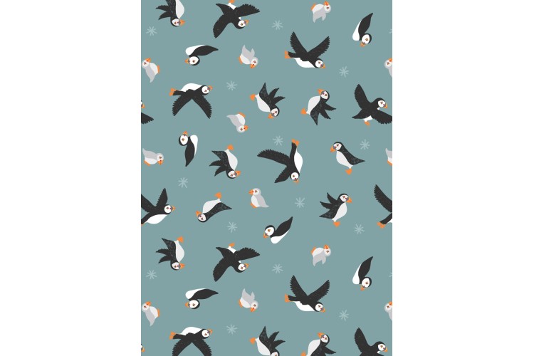 Puffins on Blue