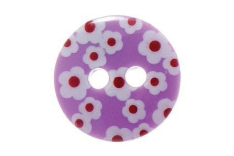 Purple Flower Printed Buttons 12mm G439820\14