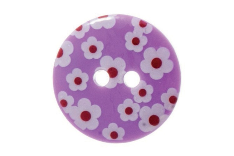 Purple Flower Printed Buttons 18mm G439828\14