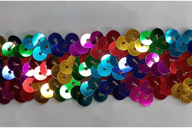 Rainbow Sequin 3-Line Stretch