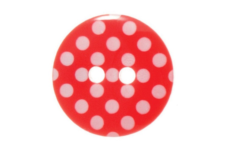 Red & White Spotty 15mm Button