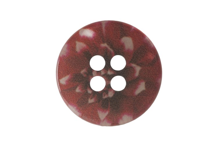 Red Floral Button 15mm
