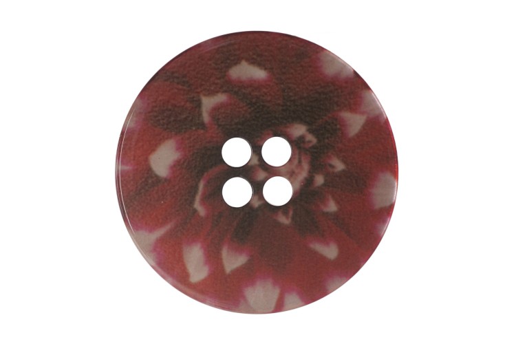 Red Floral Button 23mm