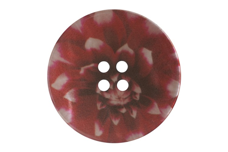 Red Floral Button 28mm