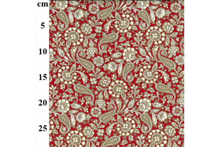 Red Floral Paisley Cotton Poplin