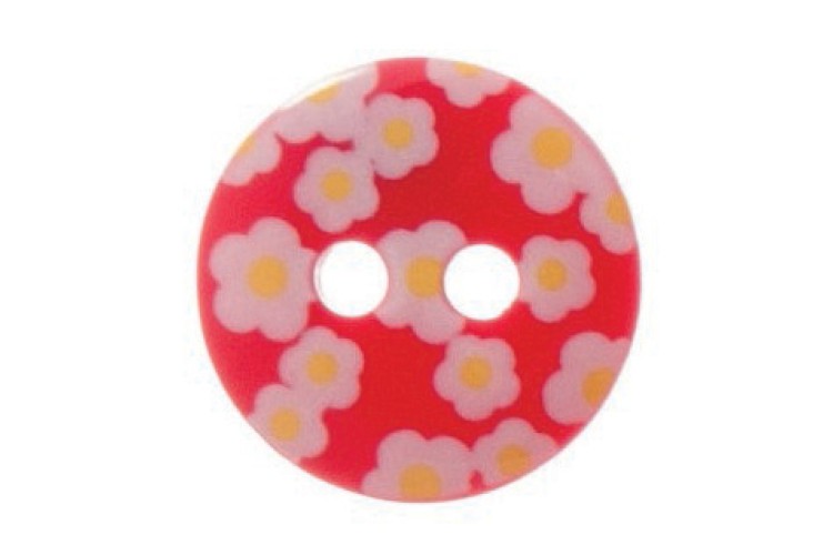 Red Flower Printed Buttons 12mm G439820\8