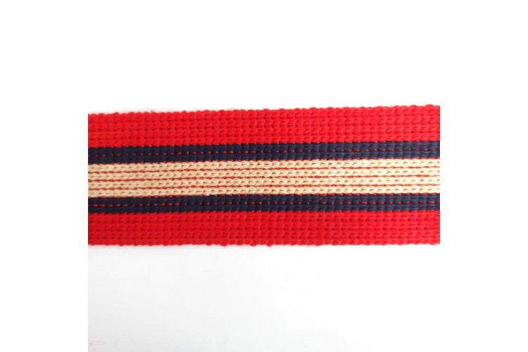 Red/Navy/Cream Striped Webbing 40mm wide