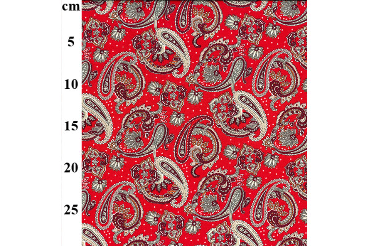 Red Paisley Cotton Poplin