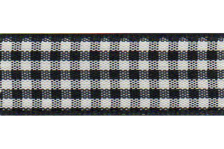 Ribbon Black Gingham 25mm