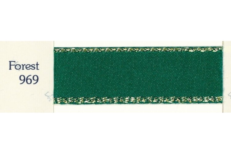 Ribbon Gold Edge Green 7mm (7696-969)