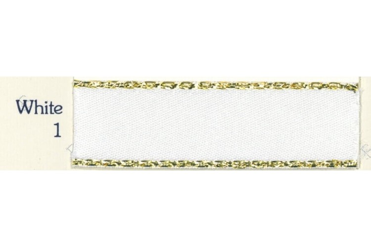 Ribbon Gold Edge White 7mm (7696-1)