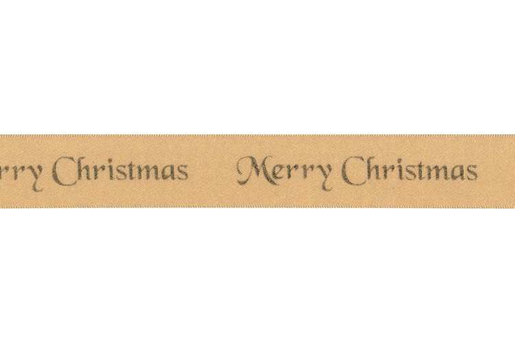 Ribbon Gold Merry Christmas 25mm