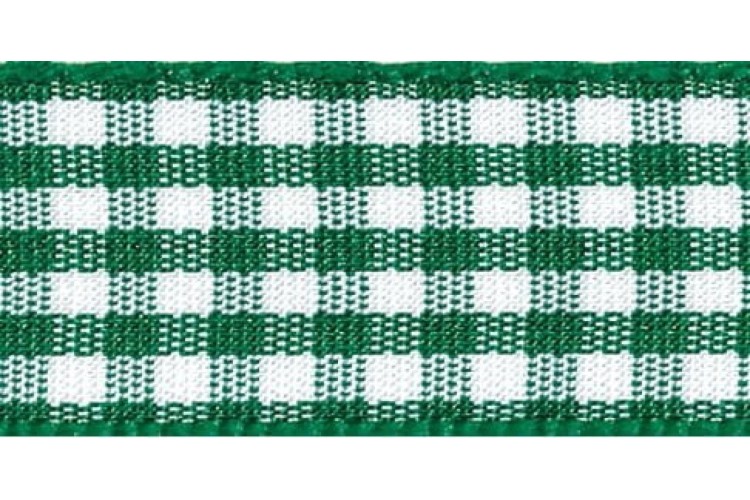Ribbon Green Gingham 10mm