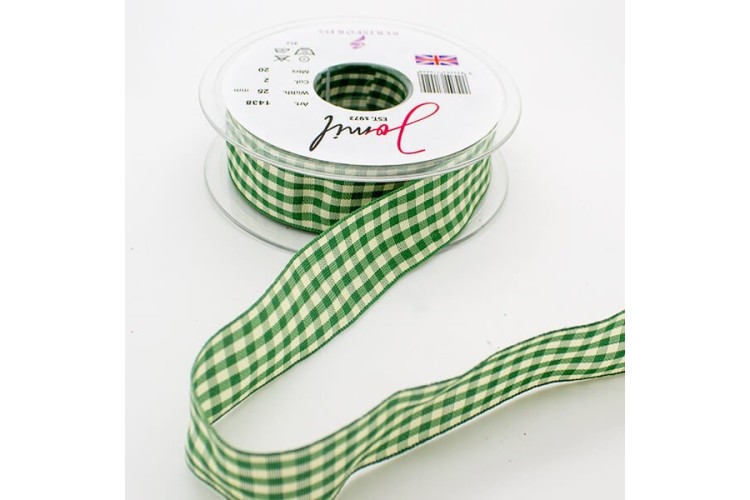 Ribbon Green Gingham 25mm (1438-2)