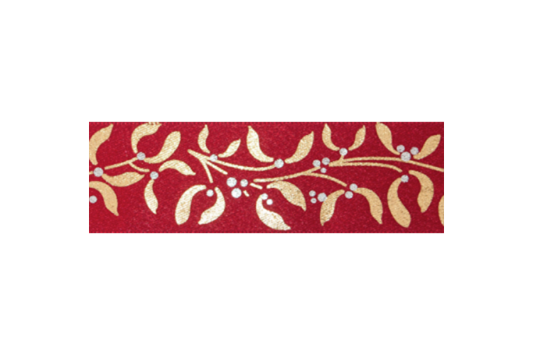 Ribbon Mistletoe Wishes 25mm Red & Gold