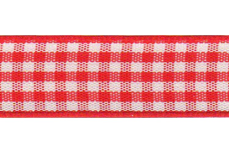 Ribbon Red Gingham 25mm