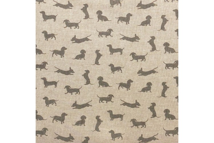 Sausage Dogs Grey Linen