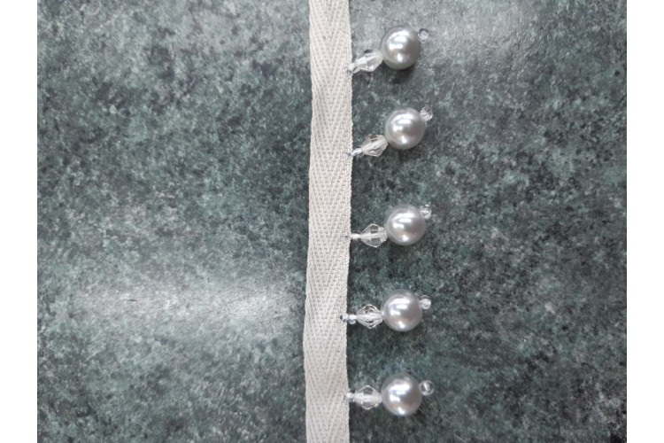 Silver Beaded Trim 80cm Clearance