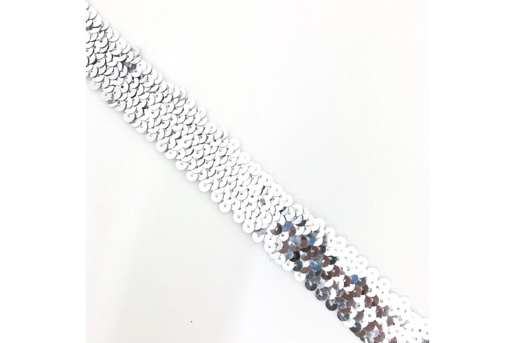 Silver Sequin 2-Line Stretch