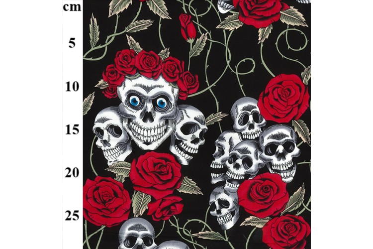 Skulls & Roses Halloween Cotton Poplin