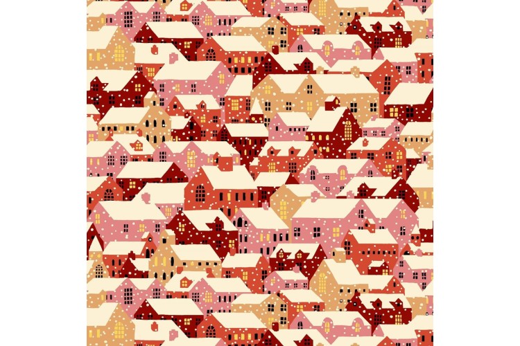 Snowy Rooftops Red