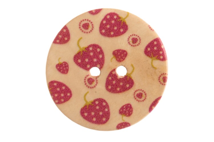 Strawberry Button 25mm Wooden