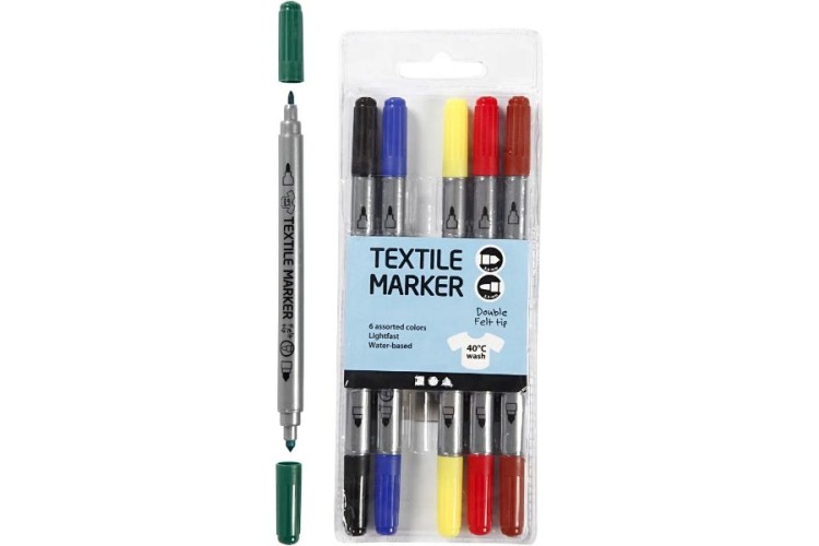 Textile Markers Primary - Set of 6