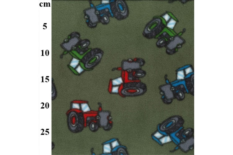 Tractors on Khaki Fleece