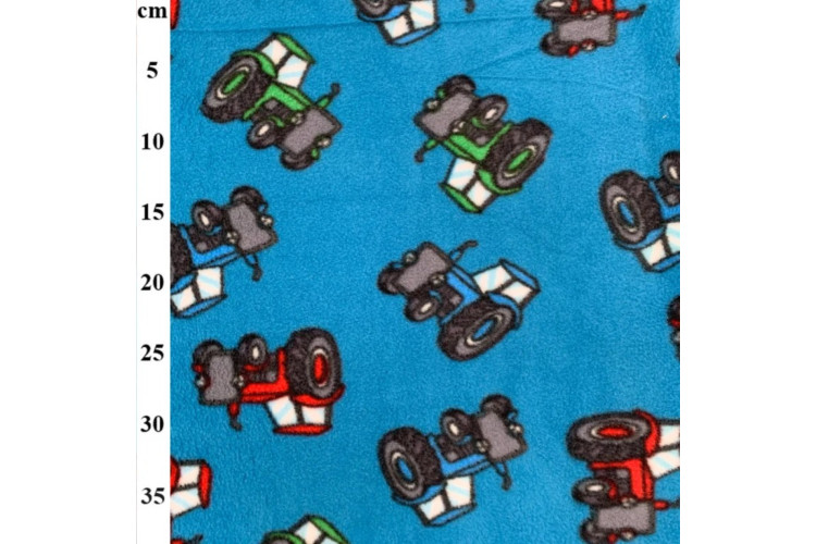 Tractors on Turquoise Fleece