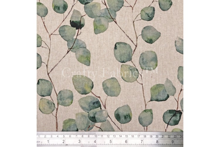 Watercolour Leaves Green Linen