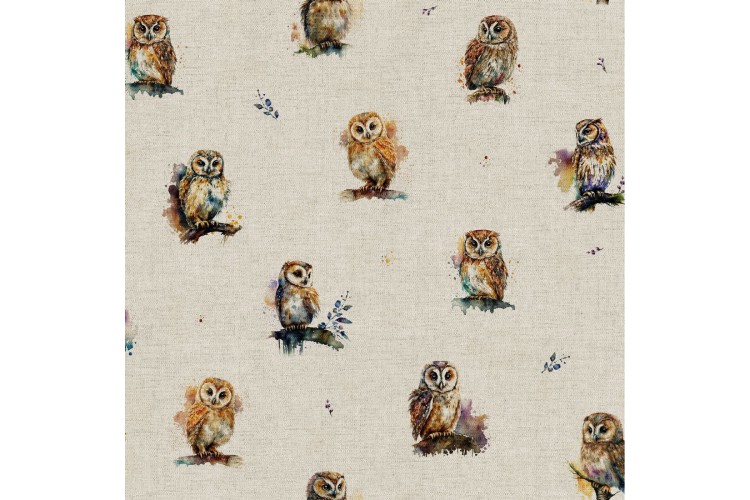 Watercolour Owl Linen Look