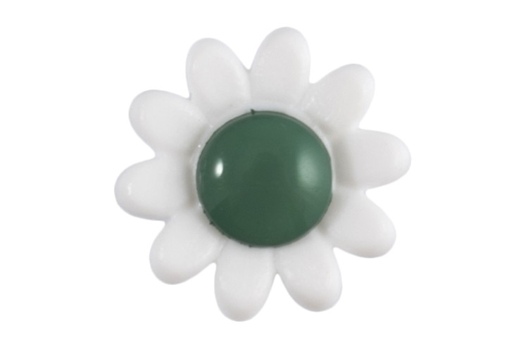 White and Green Flower Buttons 14mm 2B\214