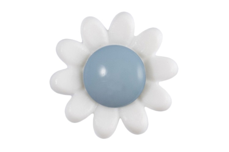 White and Light Blue Flower Buttons 14mm 2B\1017