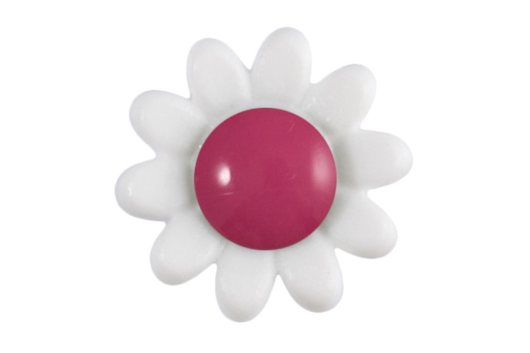 White and Mid Pink Flower Buttons 14mm 2B\1768